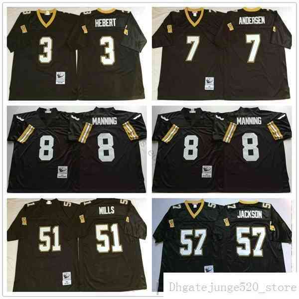 

NCAA Vintage Retro #8 Archie Manning Jersey 3 Bobby Hebert 7 Morten Andersen 51 Sam Mills 57 Rickey Jackson Stitched Football Jerseys, As picture