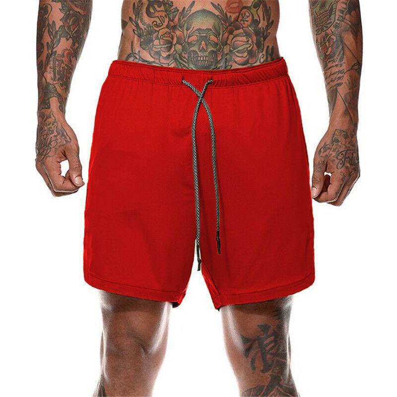 

Men's Shorts Sports Man Camo Gym Fitness Men's Running Compression Workout Basketball 2 In 1 Tights Quick Dry Training ClothingMen's, Red