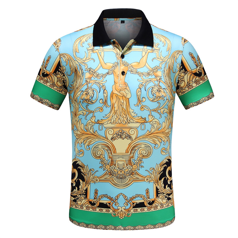 

Luxury Men's Polo Shirt T-shirt With Embroidered Printed Cotton Short Sleeve Front Custom button Casual fashion size M-3XL 673, Green