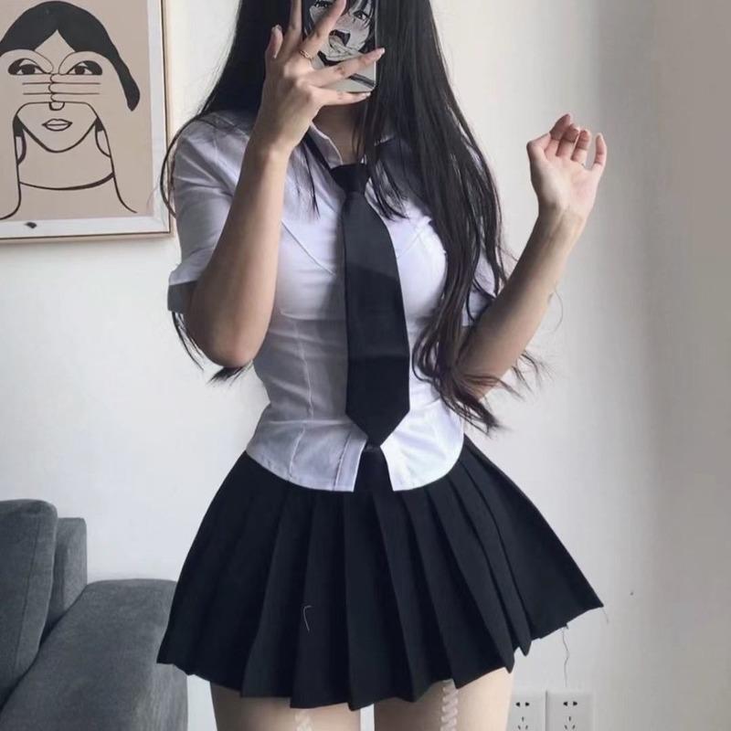 Blouses Femmes Chemises Sexy Slim Basic Chemise Blanche Femmes Tuniques Vintage Mignon Style Coréen À Manches Longues École Filles Casaul Jk Unif