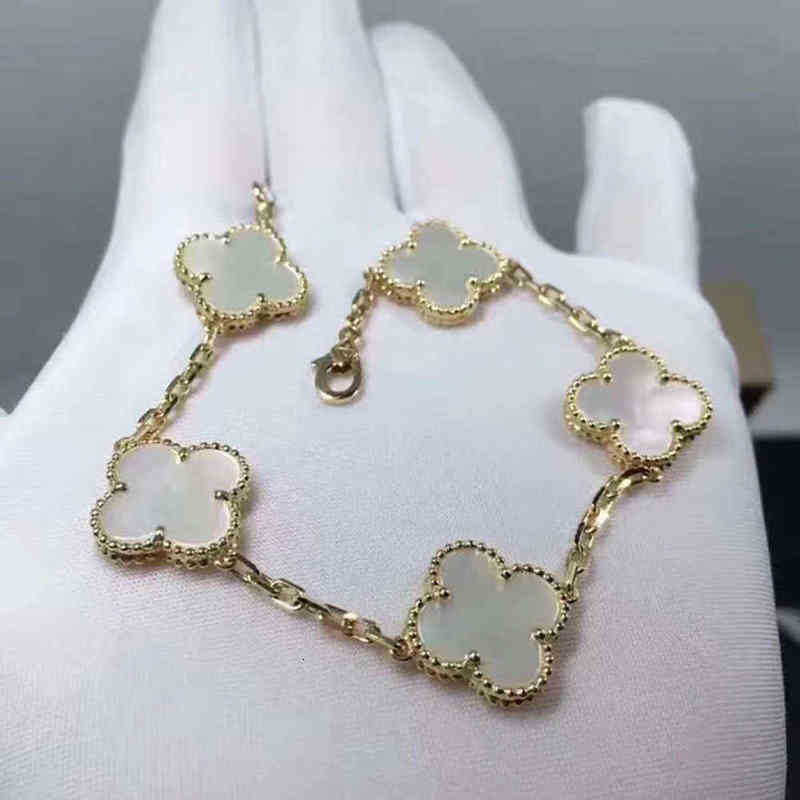 

Classic Fashion 4 Leaf Clover Charm Bracelets Bangle Chain 18K Gold Agate Shell Mother-of-Pearl for Women&Girls linkA1 MCY8