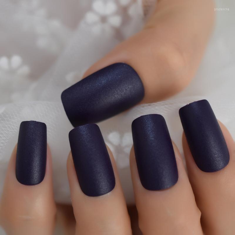 

False Nails Matte Black Purple Manicure Accessories Square Medium Cool Girl Acrylic Nail Tips Pure Color Gel Art Prud22, L5448