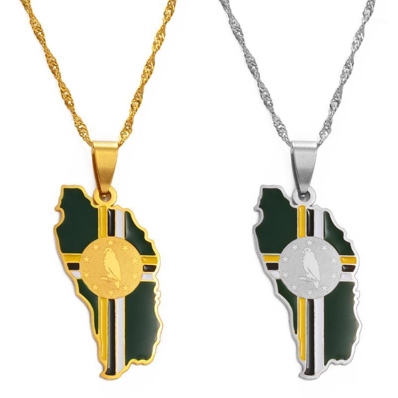 

Pendant Necklaces Anniyo Dominica Map Flag Chain For Women Girls Maps Stainless Steel Jewelry Gifts #172621