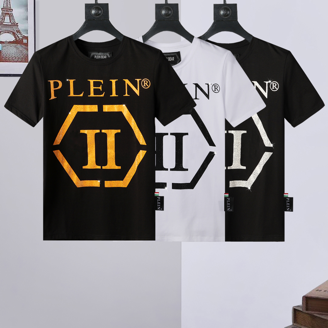 

PLEIN BEAR T SHIRT Mens Designer Tshirts Rhinestone Skull Men T-shirts Classical High Quality Hip Hop Streetwear Tshirt Casual Top Tees PB 16163, Black
