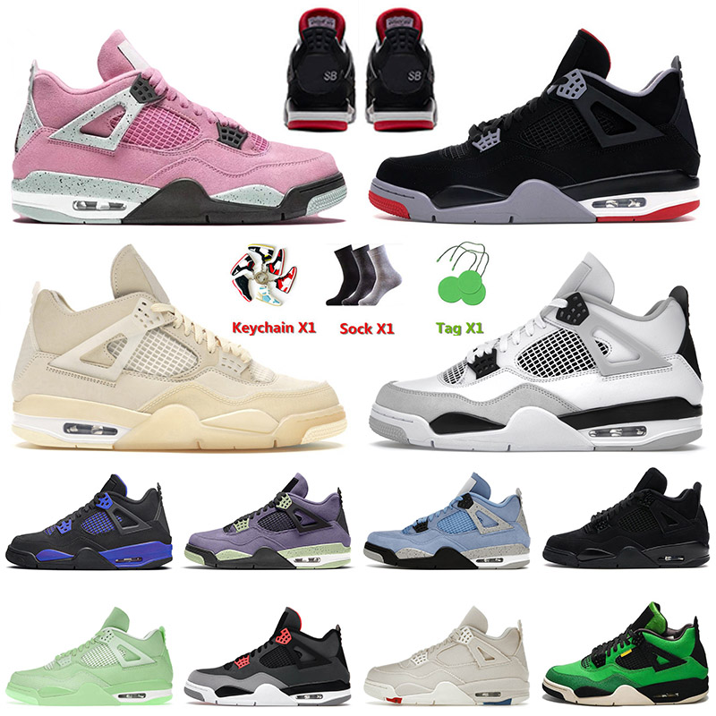 

Off Sail 4 4s Mens Basketball Shoes University Pink SB Bred Military Black White Jumpman Manila Canvas Infrared Kaws Grey Men Women Trainers Sneakers 36-47, C30 rainbow 36-40