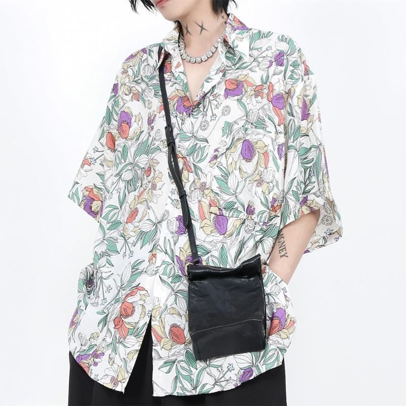 

Women' Blouses & Shirts Hip Hop Streetwear Hawaiian Beach Men Women Aesthetic Purple Floral Button Up Shirt Ladies Tops Loose Large 2XL Tee, Sleeveless style2