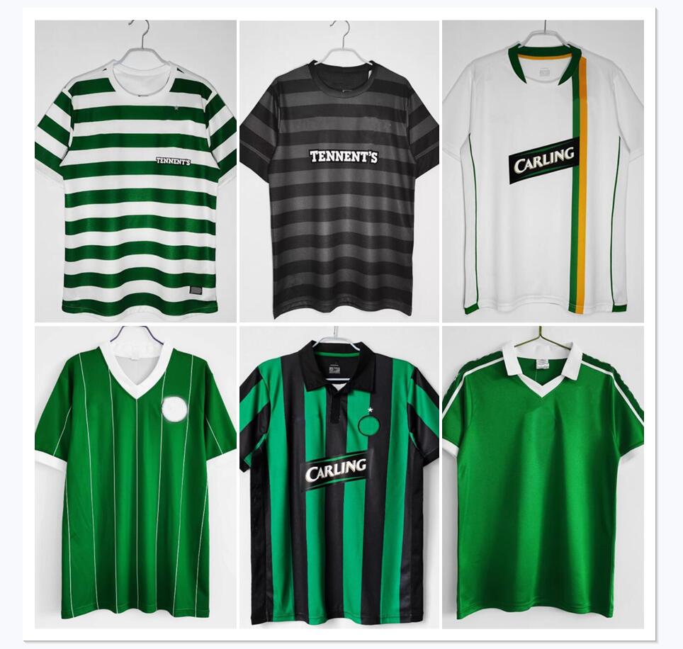 

1984 1986 Celtic Retro Soccer Jerseys 1980 1995 1997 1998 1999 football shirts LARSSON Classic Vintage Sutton 2005 2006 football kits tops, Black