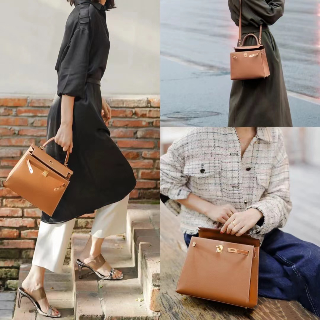 

designer bags Epsom tote bag Women Real Leather handbag With Strap Shoulder Messenger Bag Grace Patricia Lady Luxury Portable kellies 25cm, Original box