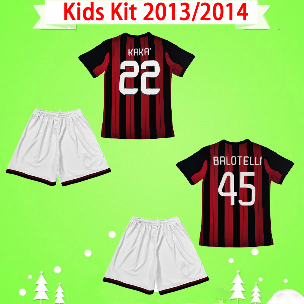 

Kids kit 2013 2014 Retro soccer jersey boys sets E-sports version vintage football shirt child suit 13 14 classic ac MALDINI SEEDORF MILAN BECKHAM RONALDINHO children
