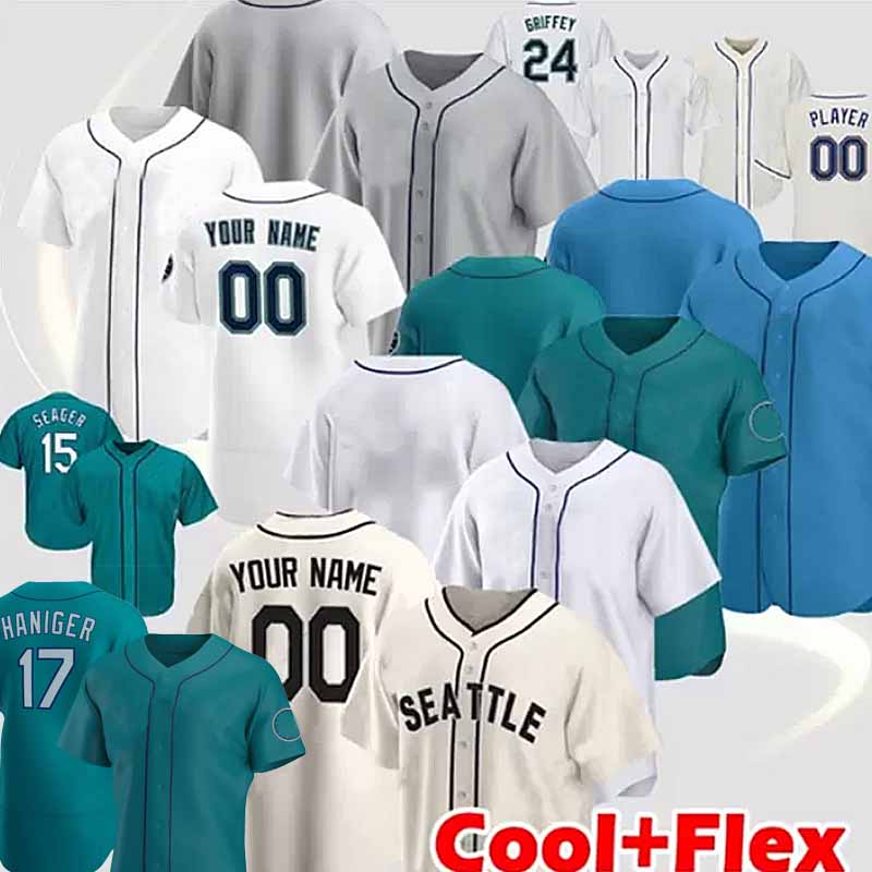 

24 Ken Griffey Jr. Seattle jersey Suzuki Ichiro Felix Hernandez Edgar Martinez Mitch Haniger Kyle Seager Marco Gonzales Custom Baseball Jerseys, Shuishou