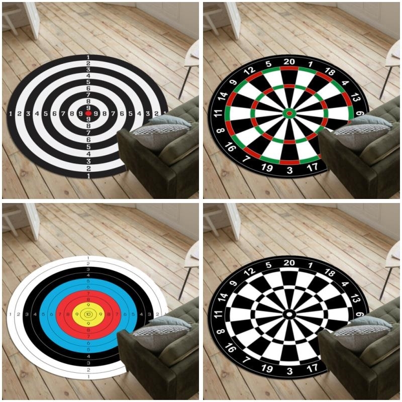 

Dart Board Pattern Round Area Rug Carpet Bedroom Living Room Chair Mat Decor