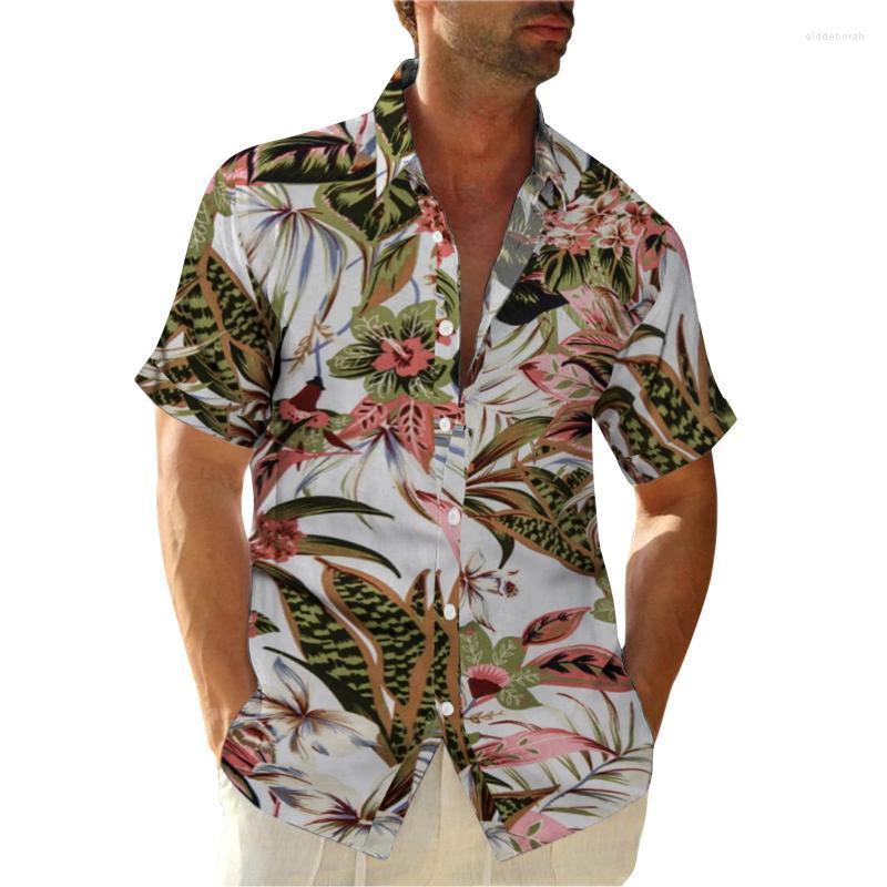 

Men's Casual Shirts Beach Outdoor Vacation For Men Short Sleeve Summer Hawaiian Shirt Button Turndown Collar Chemise HommeMen's Eldd22, Black