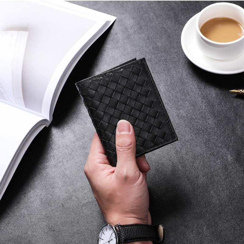 

Card Holders Wmnuo Business Genuine Leather Male Korean Mini Braided Head Layer Cowhide And Female Multi-card Wallet UnisexCard, Black