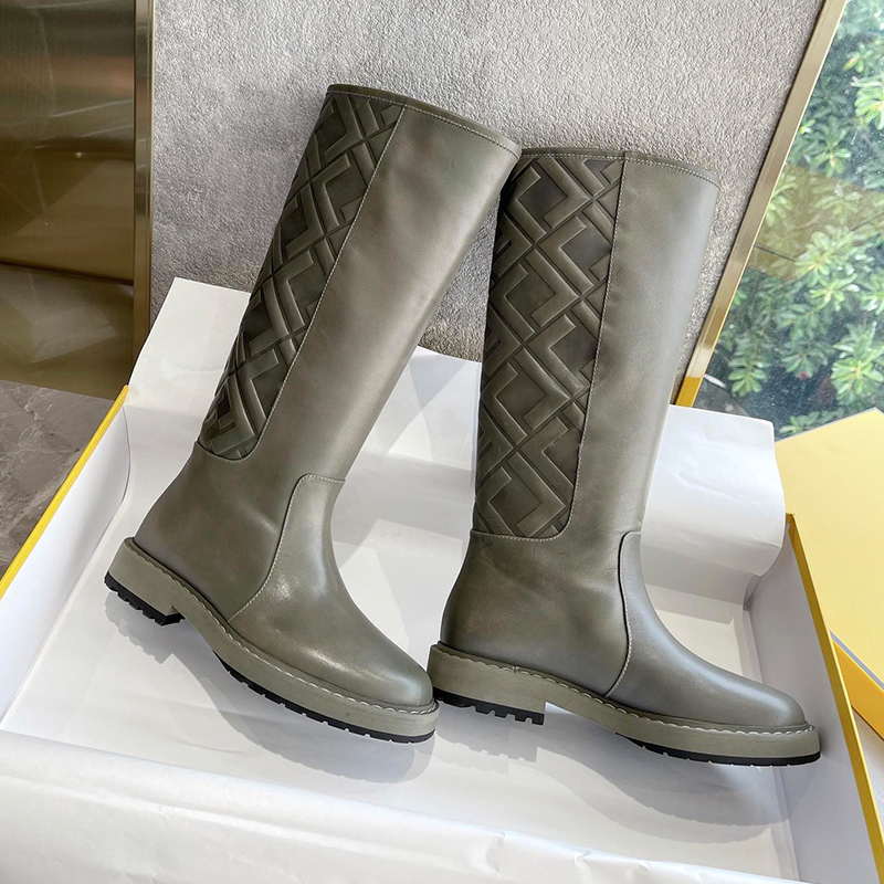 

Luxury Designer F Letters Women Knee High Boots Fashion Genuine Leather Round Toe Slip On Woman Long Boots Runway Outfit Autumn Winter Ridding Booties Shoes Womens, As show