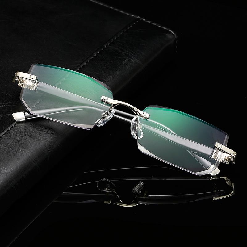 

Sunglasses Noble Elegant Diamond Cutting Gray Lenses Men Women Rimless Reading Glasses 1.0 1.5 2.0 2.5- 4.0 Bussiness Hyperopia GlassesSungl
