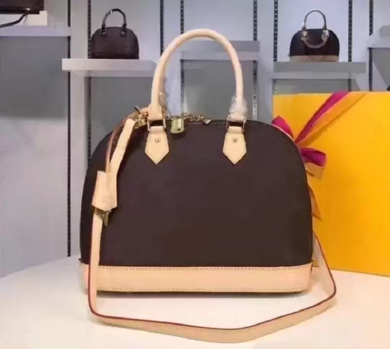 

Top Quality Alma Bb Fashion Women Shoulder Bags Chain Messenger Bag Leather Handbags Shell Wallet Purse Ladies Cosmetic Crossbody Bags Tote, Brown old flowers