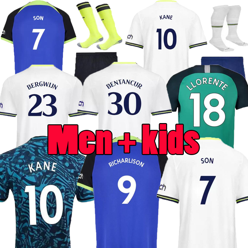 

S-4XL KANE SON 22 23 RICHARLISON Soccer Jersey KULUSEVSKI HOJBJERG SPENCE PERISIC DIER 2022 2023 LUCAS ROMERO Tottenham Men kids Football kit shirt SPURS Third, 22/23;away