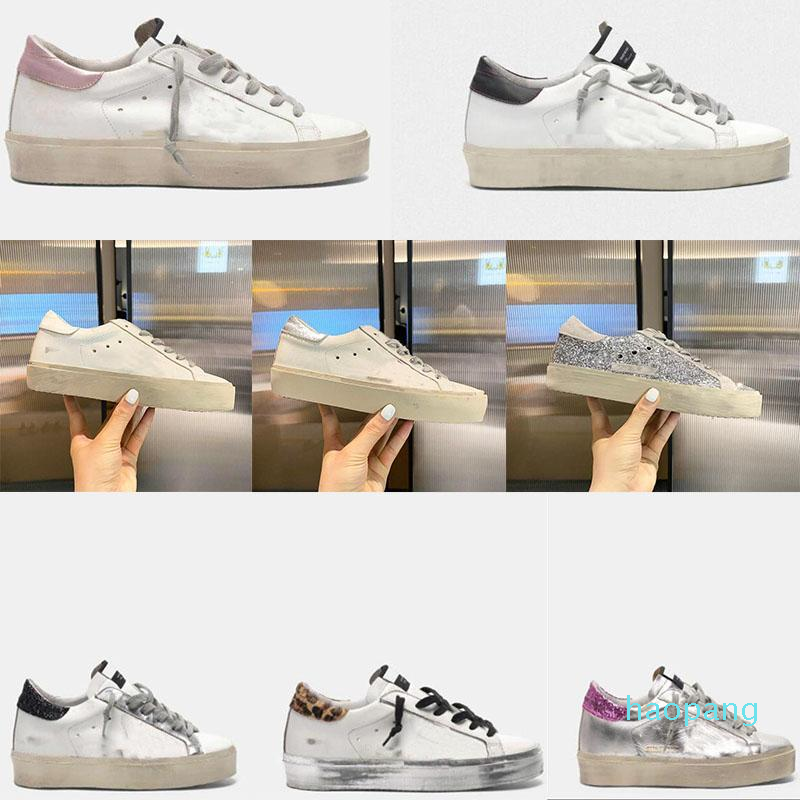 2022 Chaussures de créateurs Nouvelles marques italiennes dorées / oie / sandale sandale Chaussures décontractées pour femmes Sneakers Super Star