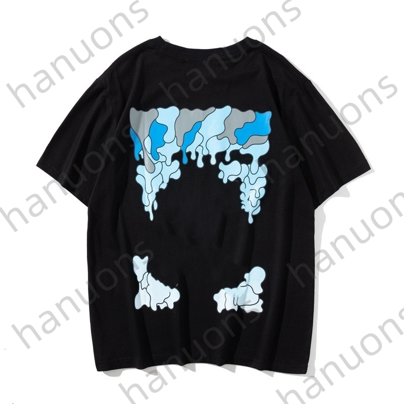 

Offs Men's T-shirts Spring Summer Fashion Brand Offs-white Melting Water Drop Arrow Short Sleeve Loose T-shirt Printed Letter x Back