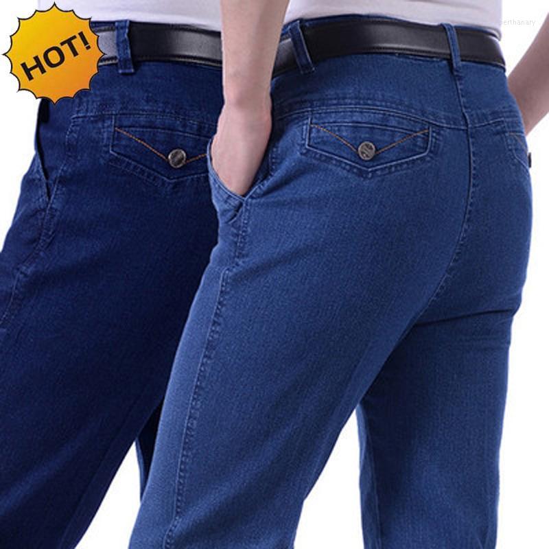 

Men's Jeans Fashion Summer Classic Old People Straight Baggy Loose Denim Stretch Pants Middle Aged Men High Waist Plus Size 30-40Men's Bert2, Light blue