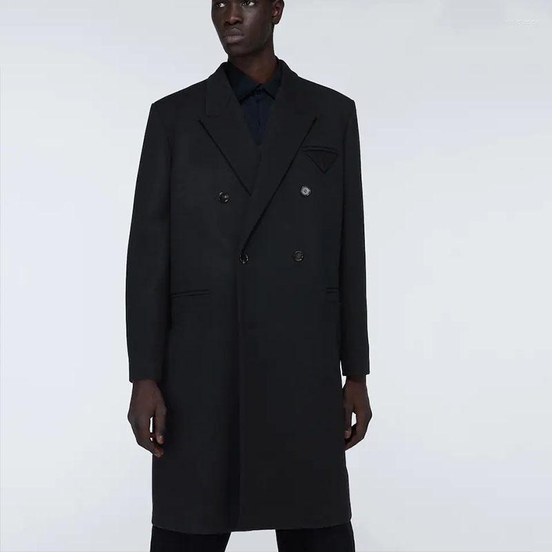 

Men' Wool & Blends Long Casual Coat 2022 Autumn And Winter Fashion Large Korean British Style Single Breasted Viol22, Black