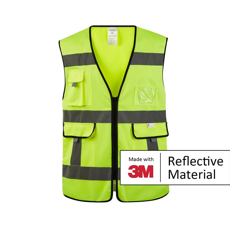 

Motorcycle Apparel 3M High Visibility Reflective Vest Jacket Zipper Pocket Workwear For Safety Moctor Clothing -BX07H-3M