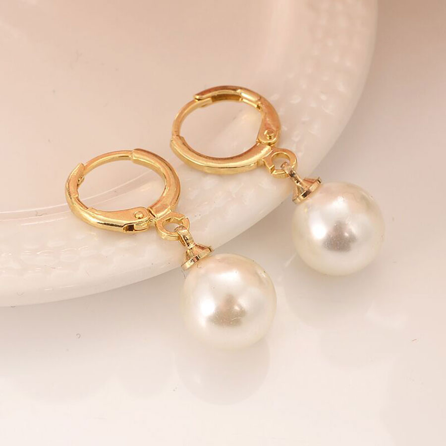 Boucles d'oreilles créoles élégantes pour femme avec clip en forme de goutte de 10 mm en or fin massif 18 carats