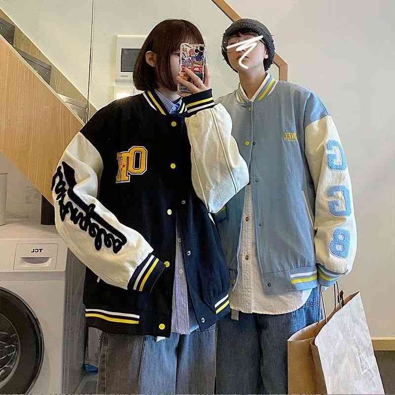 

Baseball Uniform Men 2022 Autumn New American Retro Couples Wear Embroidery Stitching Jacket Women's Tide Brand Students, Sky blue