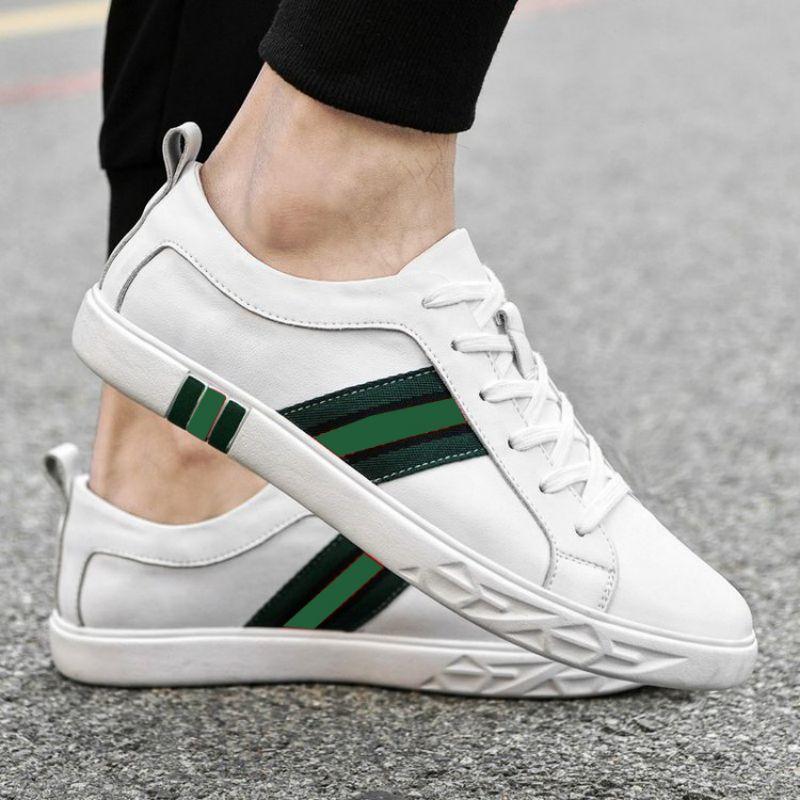 

Small White Shoes Men PU Leather Color Matching Fashion Classic All-match Lace-up Thick Bottom Daily Outdoor Casual Shoes HM369, Clear