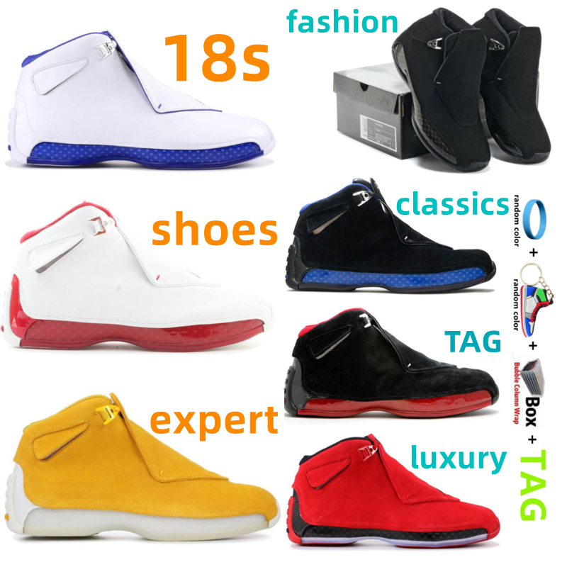 2022 Top Quality Men Basketball Shoes 18 18s OG White Red Suede Sport Royal Chrome Chaussures Men Authentic Trainers Sneakers