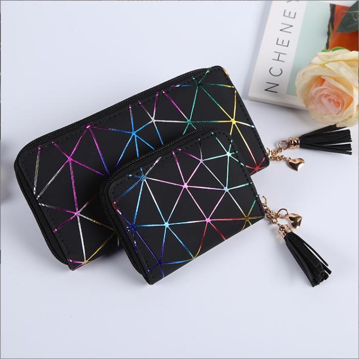 

Cross border color checkered wallet long hand held women's PU wallet, Customize