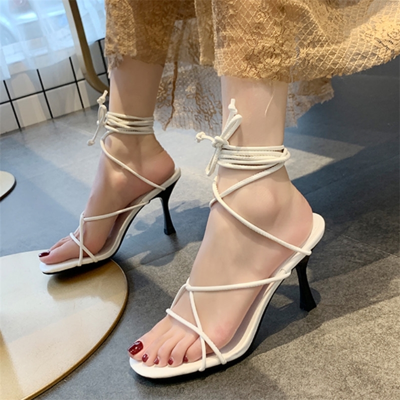 

Cross Bandage High Heels Sandals Women Pumps Summer Fashion LaceUp High Heels Peep Toe Shoes Female Square Heel Ladies Sandals CJ191128, Dark grey