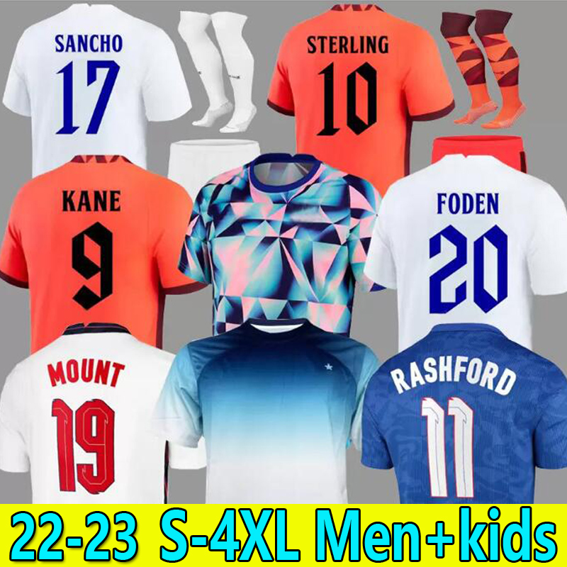 

S-4XL 2022 Angleterre FODEN soccer jerseys 2023 KANE STERLING GREALISH RASHFORD MOUNT SANCHO ENGlANDS SAKA 22 23 national Football shirt men kids kit full set uniform