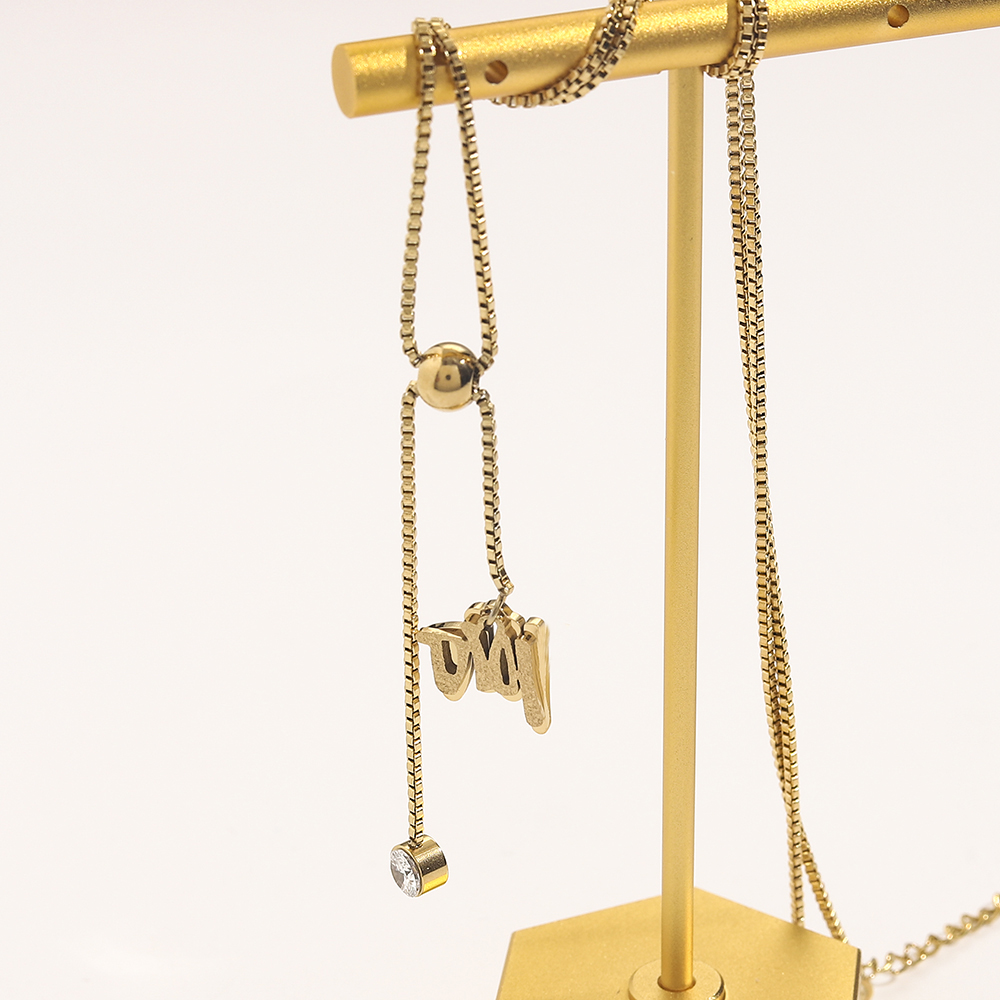 

Fashion Women 18K Gold Plated Stainless Steel Necklace Designer Necklaces Choker Letter Pendant Chain Crystal Rhinestone Wedding Jewelry ZG1344