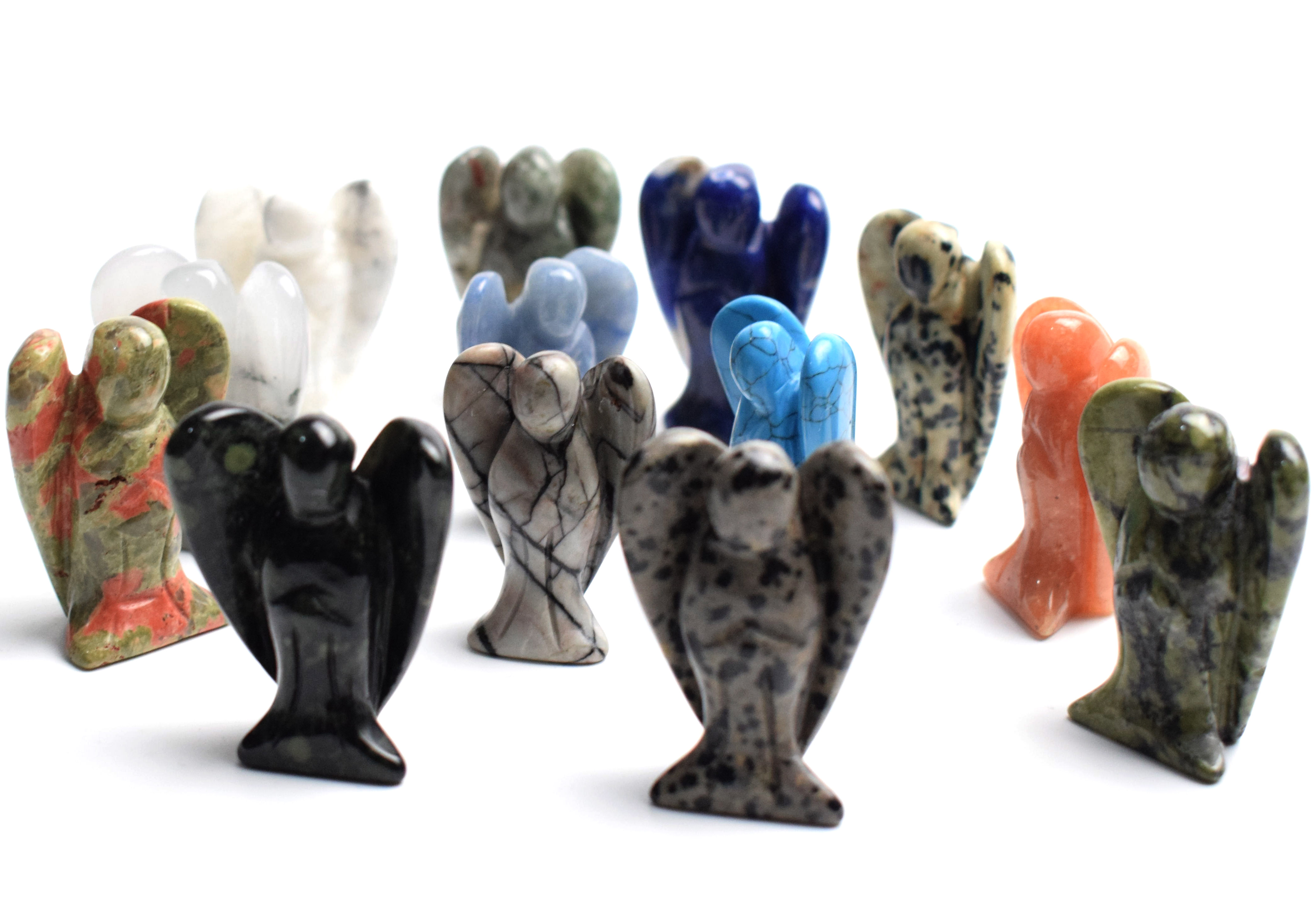 

1.5 INCHES Natural Chakra Stone Carved Crystal Reiki Healing Guardian Angel Wing Figurine 1pcs