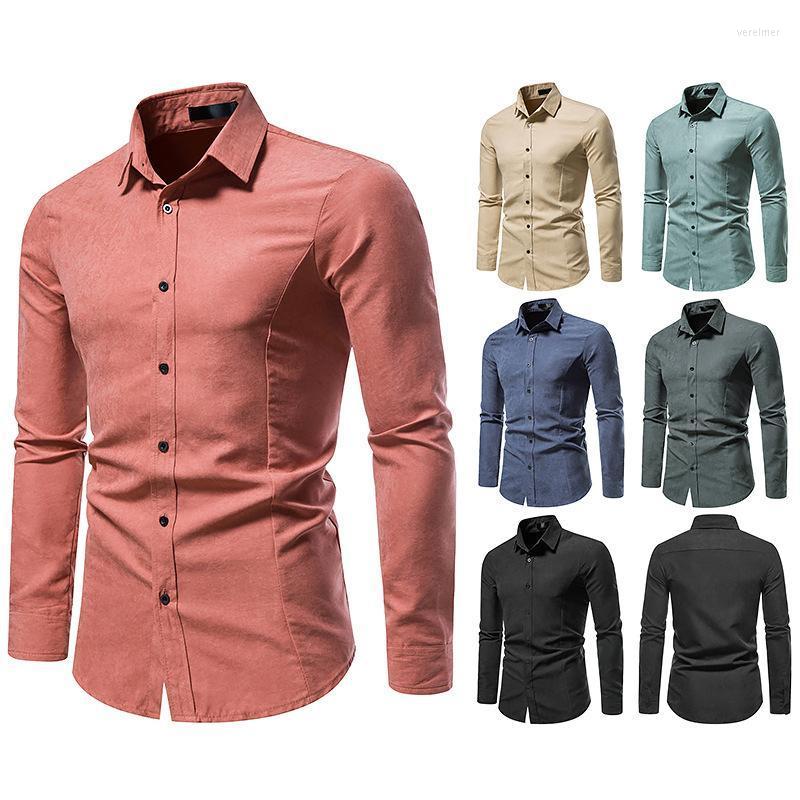 

Men's Dress Shirts Hollow Long Sleeve FashionSolid Color Retro Casual Button Shirt Slim ShirtsMen's Vere22, Jy34-1