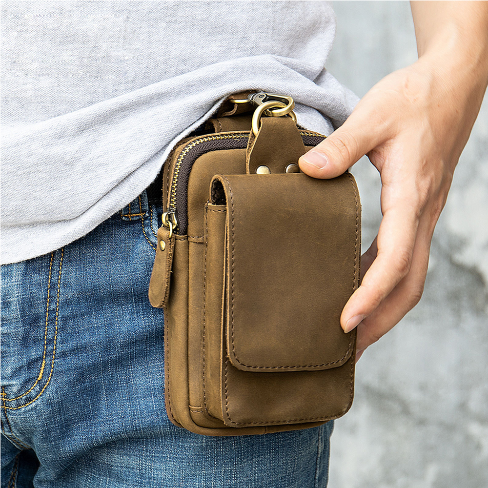 

Waist Bag Pockets Traveling Casual Fashion Wallets Leather Mobile Phone Pockets Men Wear Belt Leather Mobile Phone Bag Construction Site Multi-Functional Bag, High-quality