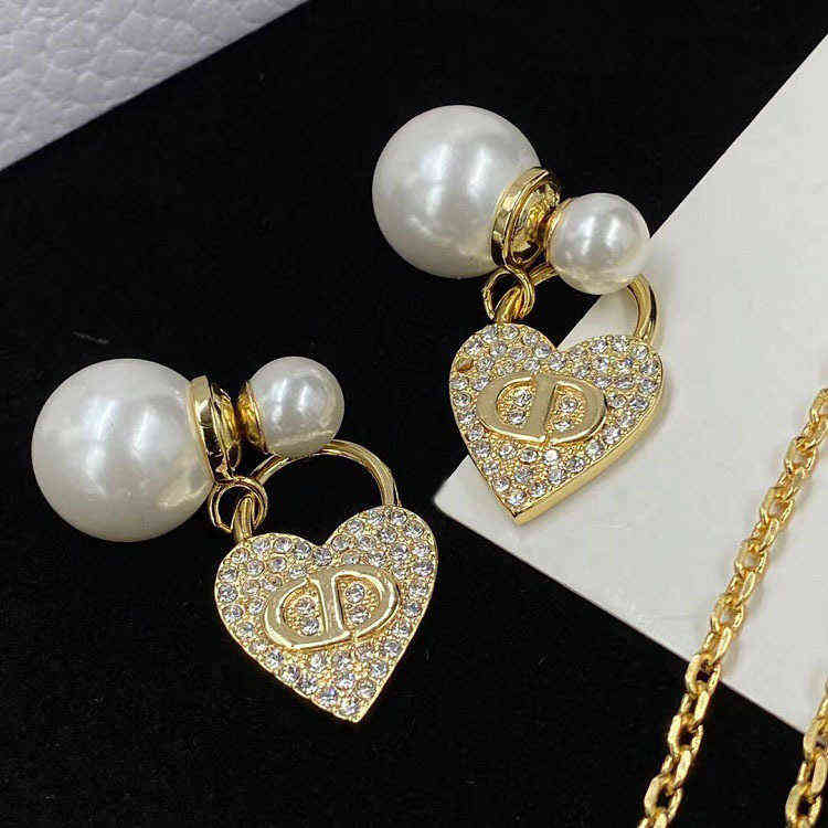 Fine full diamond Love Pendant double layer necklace fashion trend simple women's versatile Necklace-image-782541210