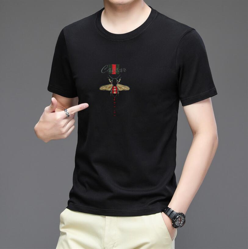 

Men short-sleeved Men's T-shirts 2022 summer new small bee print youth Korean trend fashion half-sleeved cotton T-shirt men, W1