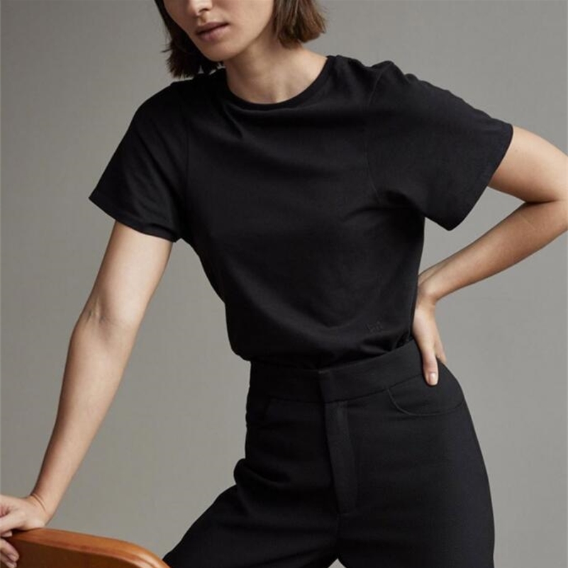 

Spring and Summer Style Women Classic  Letter Printed Fabric Soft Cotton Short-sleeved T-shirt 220321, Beige