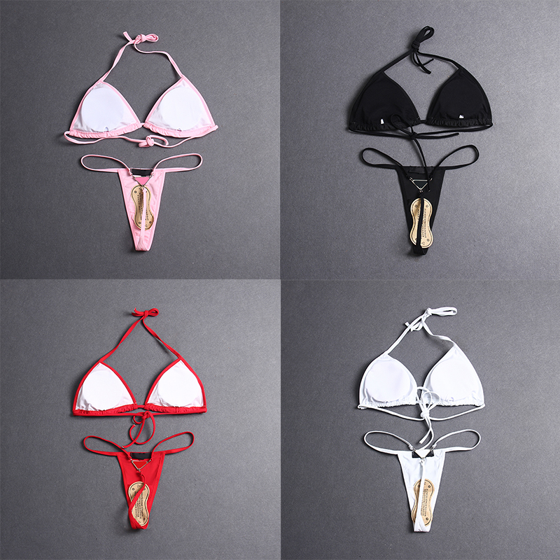 

Sexy Bras Thongs Women Designer Swimwear Textile Fashion Badge Bikini Set Summer Latest Sling Swimsuit for Swimming Clothing, As pic