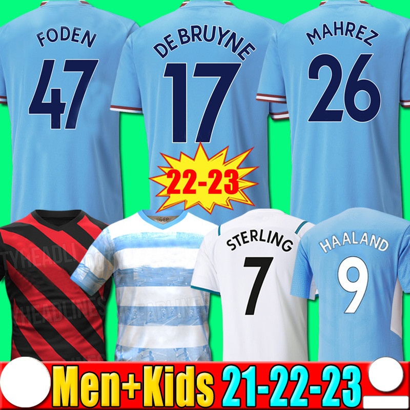 

HAALAND 22 23 Manchester soccer jersey GREALISH G. JESUS CITY STERLING FERRAN DE BRUYNE 2022 2023 KUN AGUERO MAHREZ FODEN RODRIGO football shirt men kids, P15 21 22 third kids