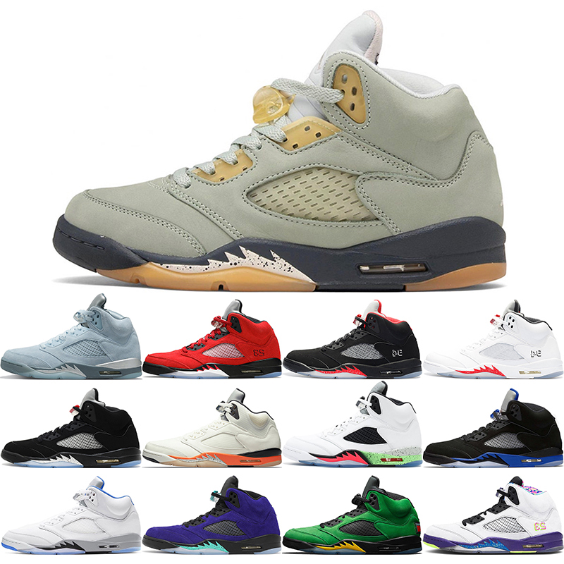 

jumpman 5s 5 basketball shoes Jade Horizon Bluebird Raging Bull Racer Blue Shattered Backboard Alternate Grape International Flight mens trainers sneakers, Blue suede