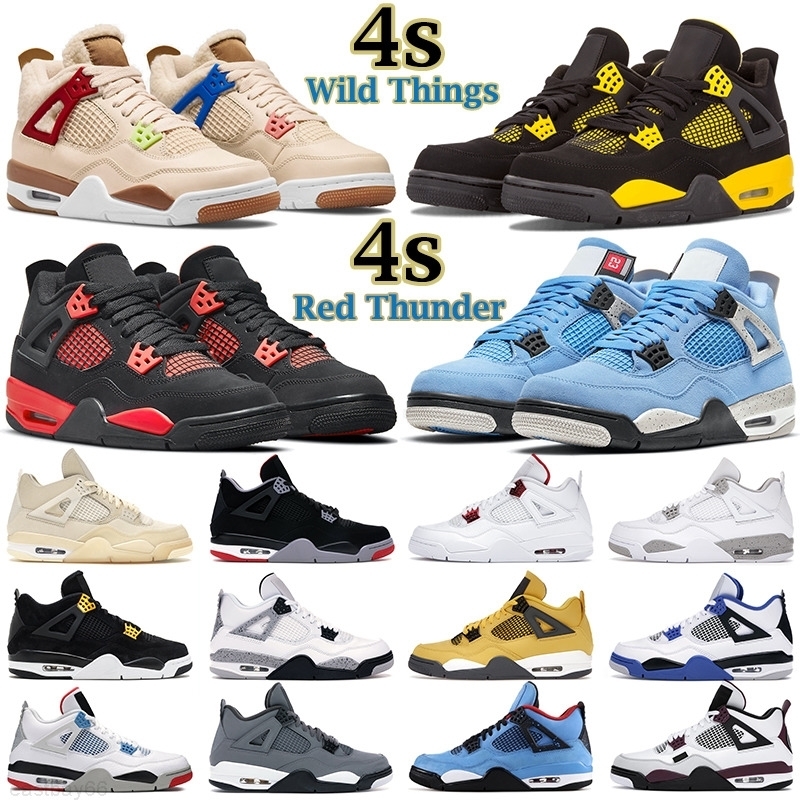 

Basketball Shoes 4s Men Women Jumpman 4 Red Thunder Wild Things University Blue White Oreo Bred Tour Yellow Paris What the Mens Trainers, 11