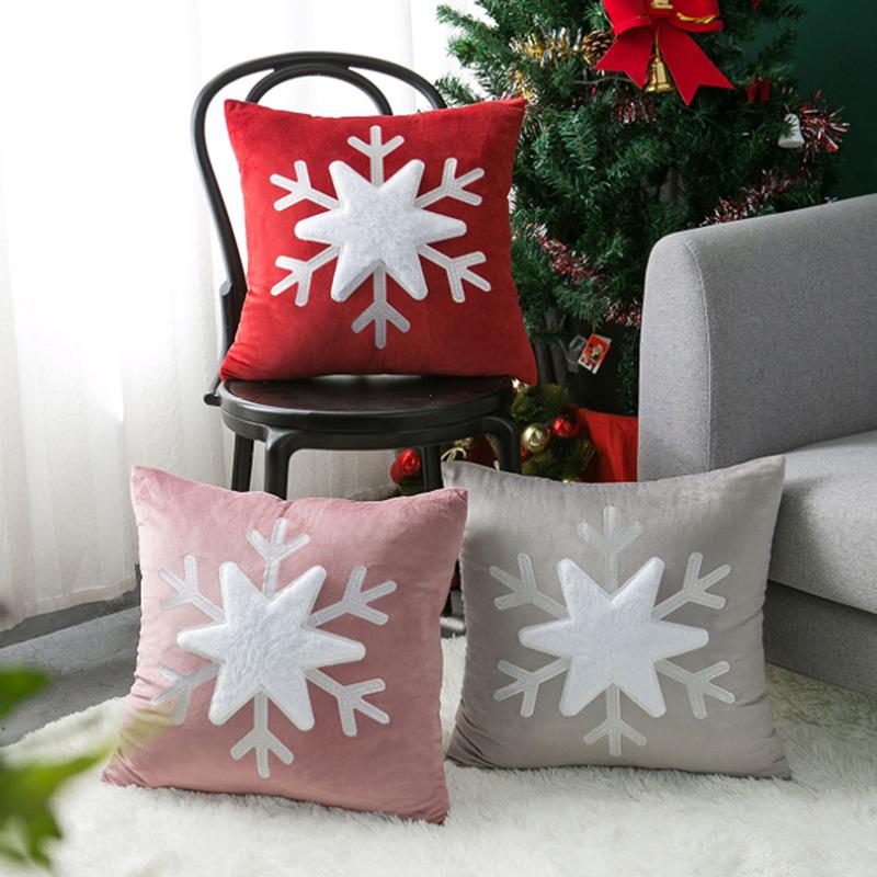 

Cushion/Decorative Pillow Christmas Cushion Cover Snowflake Velvet Hugging Pillowcase Fashion Home Decoration Sofa Bedroom, Red