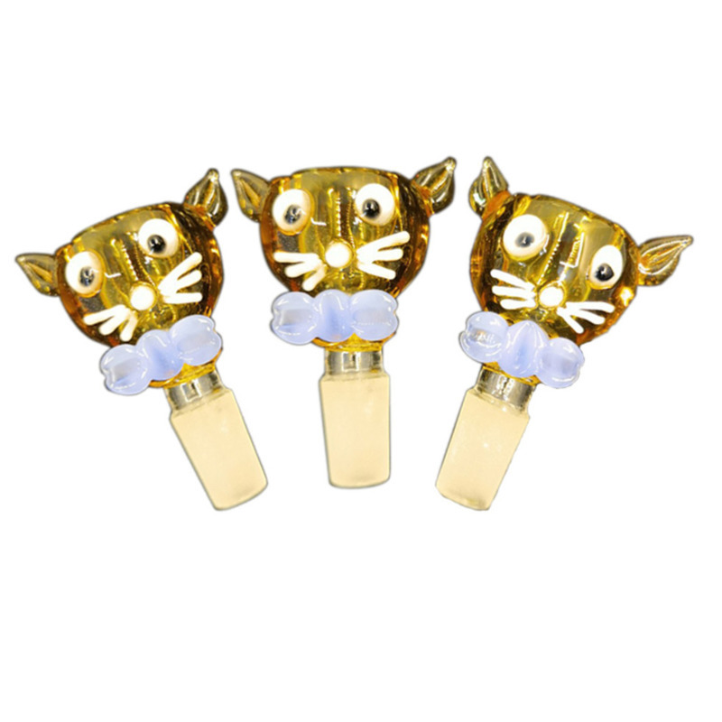 

creative glass bowl cat shape 14mm 18mm male joint smoking accessories for bongs oil rigs water pipes