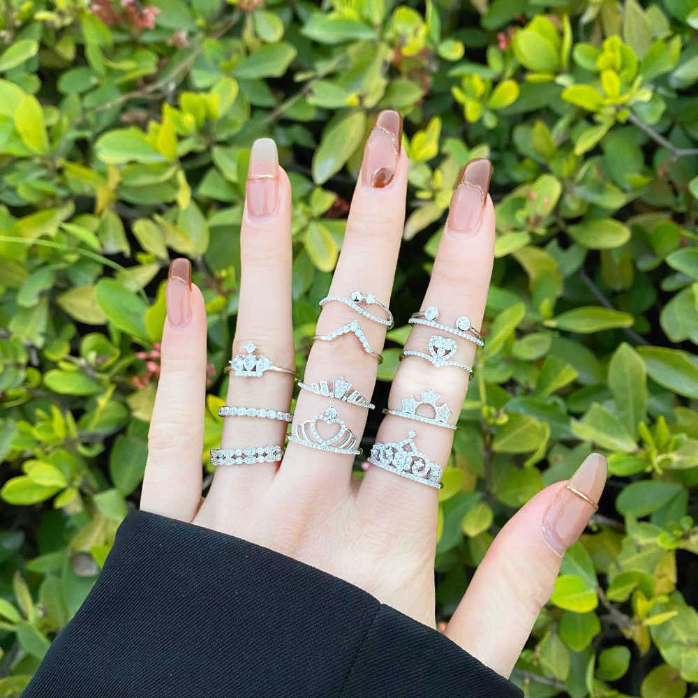 

S925 Sterling Silver Ring Female Minority light luxury design peach heart index finger tail decorative ring