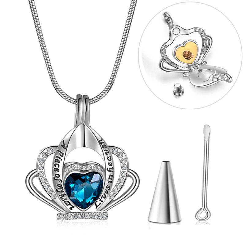 

Pendant Necklaces Dropshipp Cremation Jewelry For Ashes Crown Heart Memorial Urn Necklace Keepsake Crystals Women GirlPendant