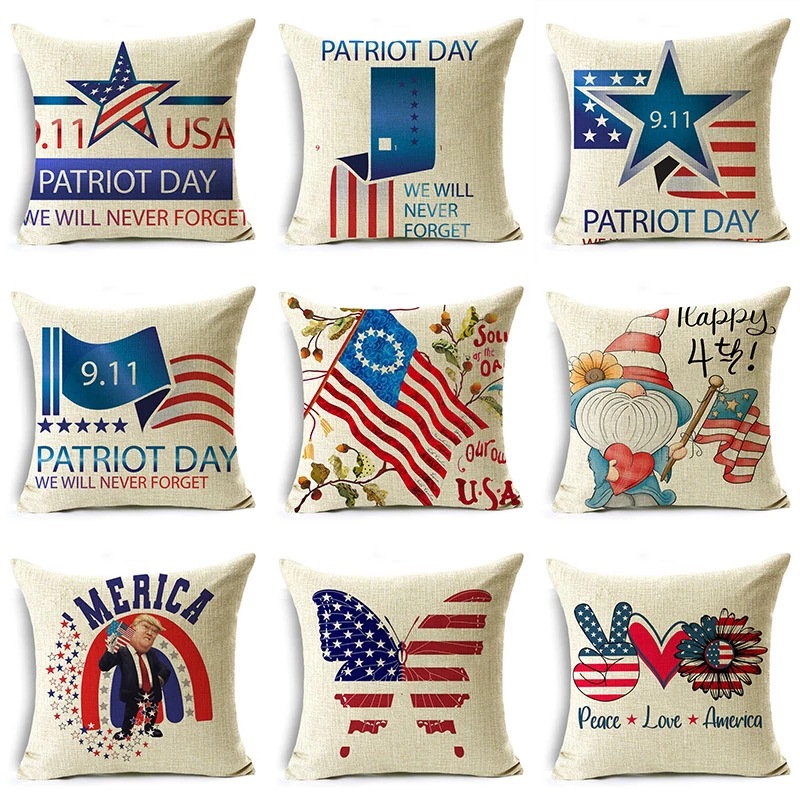 Independence Day Decorative Pillow Line Holding Pillows Pentagon Banner Flag Cushion Patriotic pillow slides-image-786471119