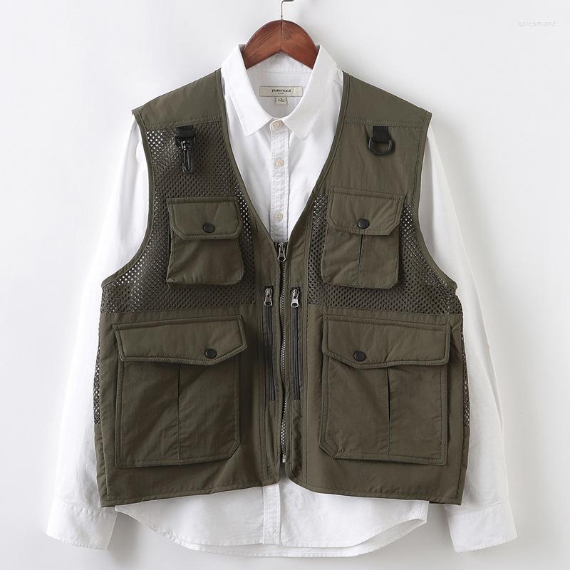 

Men's Vests Camiseta Tirantes Hombre 2022 Spring Summer Multi-pocket Mesh Pography Fishing Leisure Vest Men Clothing Kare22, Khaki